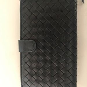 Bottega Veneta Black Checkbook Wallet